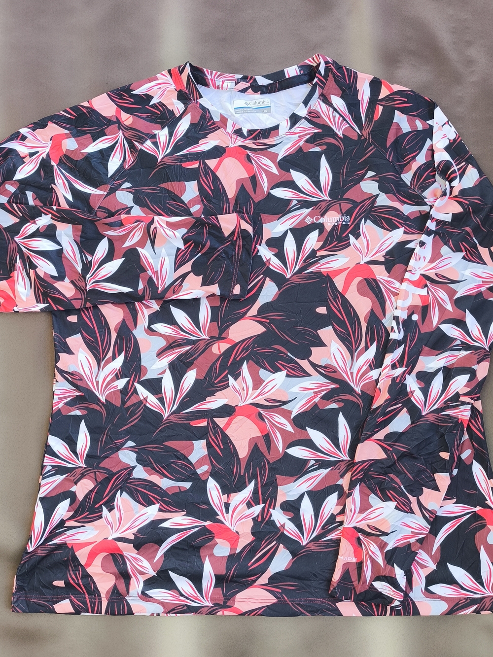 Columbia Pfg Women’s Floral Long-Sleeve Performance Top Size L Relaxed Outdoor